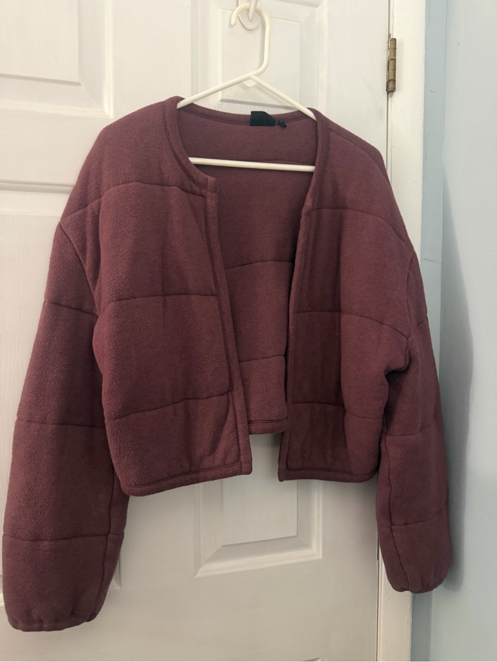 Out From Under Mauve Quilted Fleece Cropped Cardigan Size M